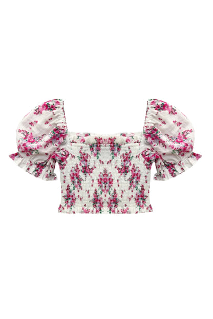 TWEEN MARLEE PRINT PUFF SLEEVE TOP - FINAL SALE
