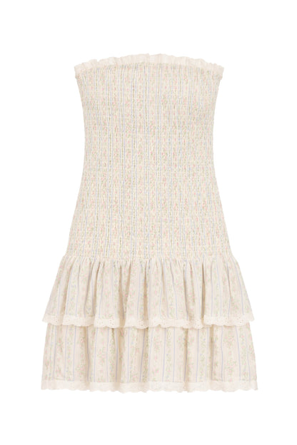 JUNIOR MELINA PRINTED DROP WAIST RUFFLE DRESS