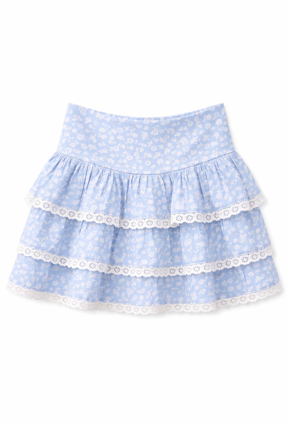 TWEEN MELODY PRINTED DROP WAIST LACE TRIM SKIRT