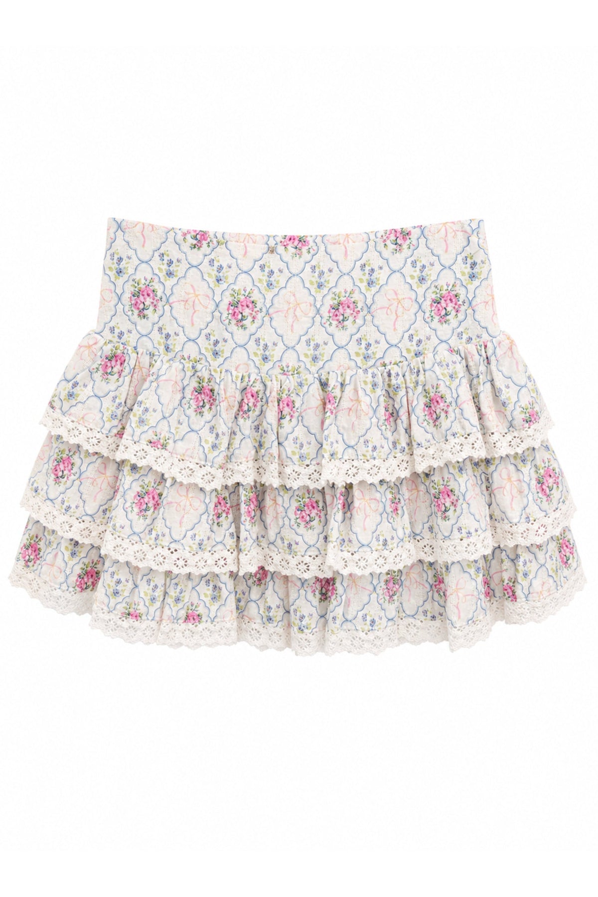 TWEEN MELODY PRINTED DROP WAIST LACE TRIM SKIRT