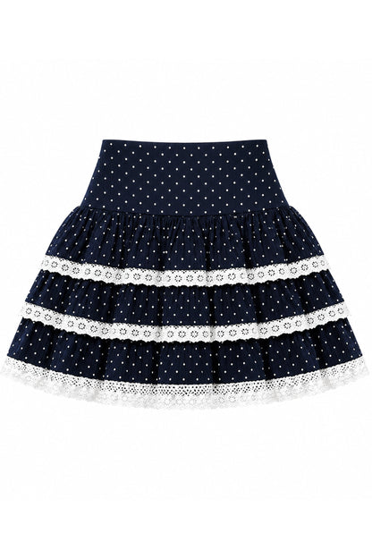 TWEEN MELODY PRINTED DROP WAIST LACE TRIM SKIRT