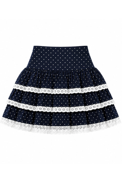 TWEEN MELODY PRINTED DROP WAIST LACE TRIM SKIRT