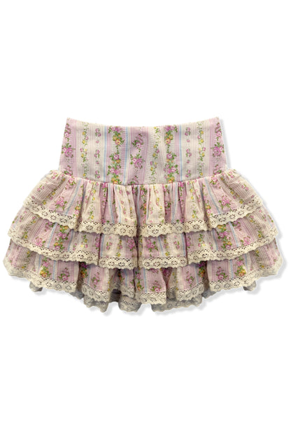 TWEEN MELODY PRINTED DROP WAIST LACE TRIM SKIRT