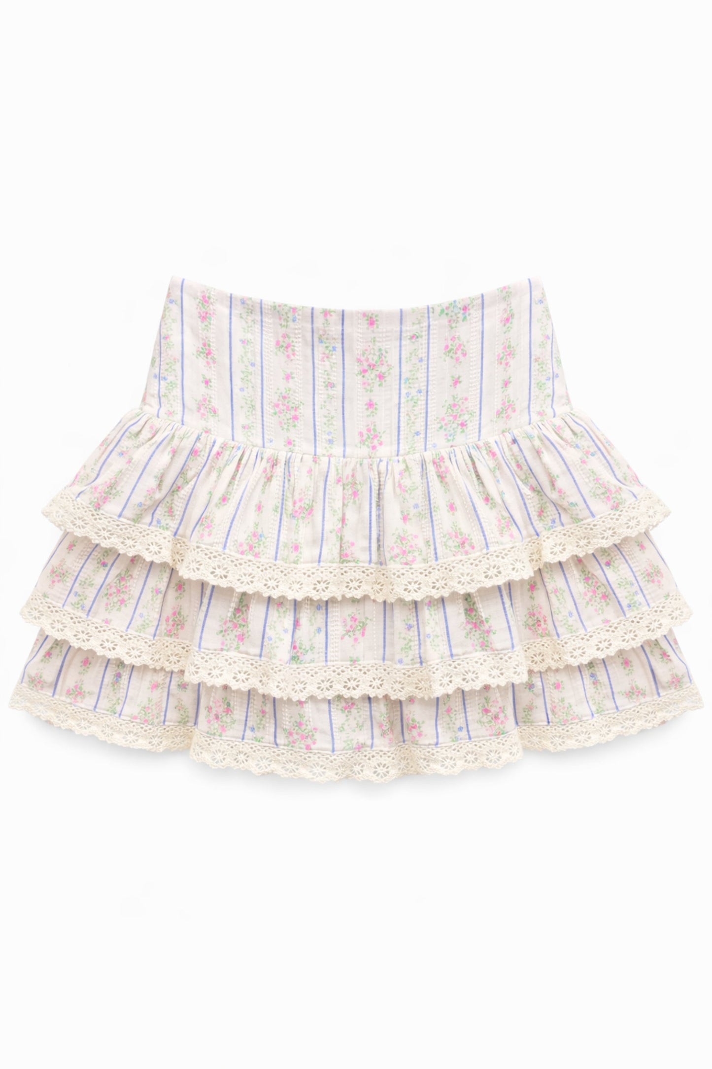 TWEEN MELODY PRINTED DROP WAIST LACE TRIM SKIRT