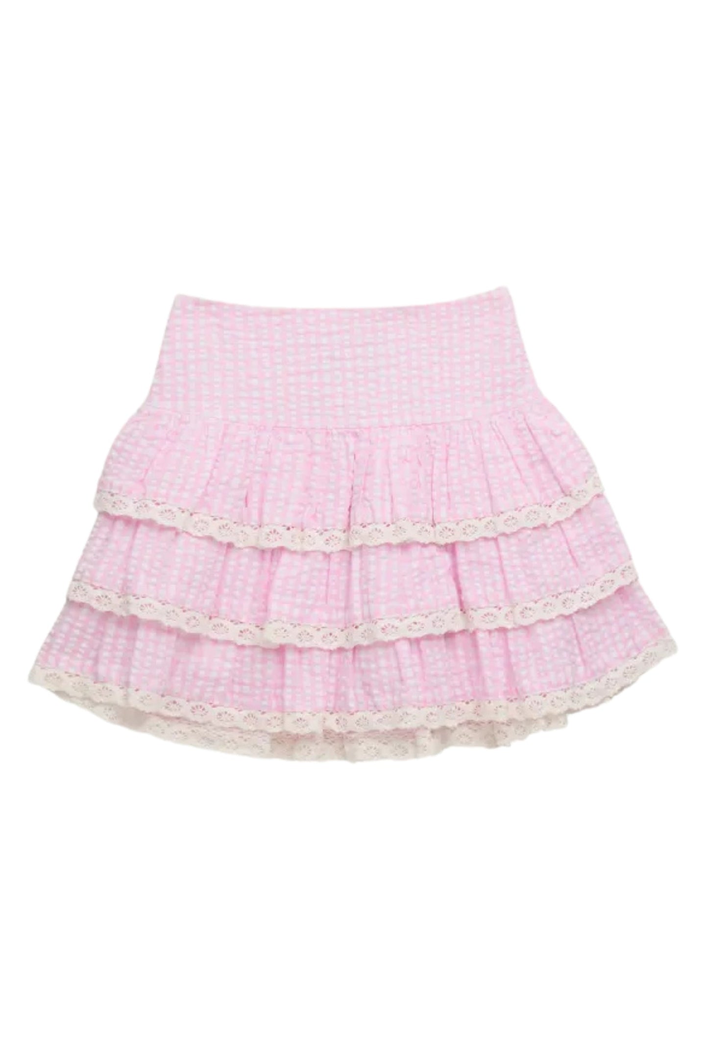 JUNIOR MELODY PRINTED DROP WAIST LACE TRIM SKIRT - FINAL SALE