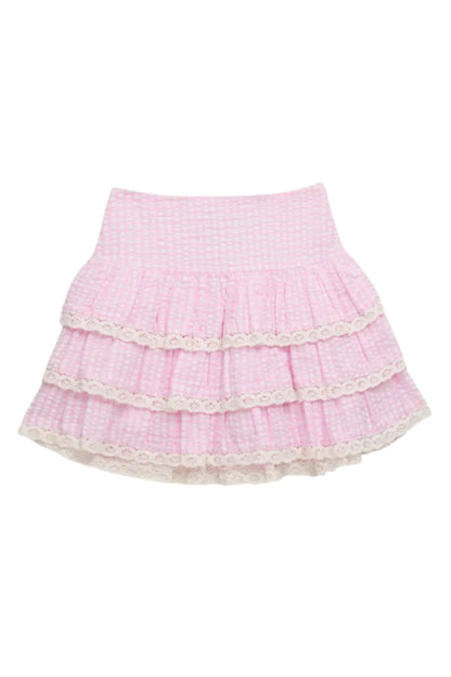 JUNIOR MELODY PRINTED DROP WAIST LACE TRIM SKIRT - FINAL SALE