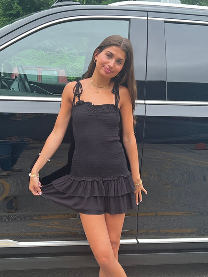 TWEEN MERI SMOCKED DRESS WITH RUFFLE SKIRT
