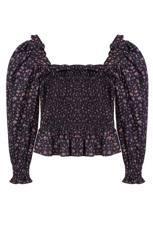 TWEEN MIKAELA PRINTED LONG SLEEVE PEPLUM TOP - FINAL SALE