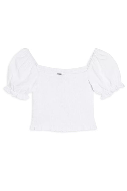 TWEEN MARLEE SOLID PUFF SLEEVE TOP