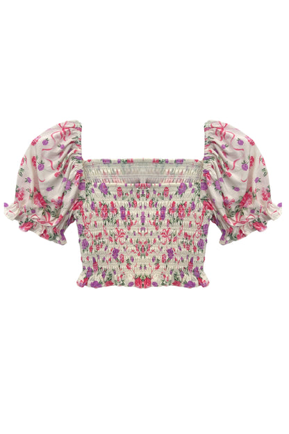TWEEN MARLEE PRINT PUFF SLEEVE TOP - FINAL SALE