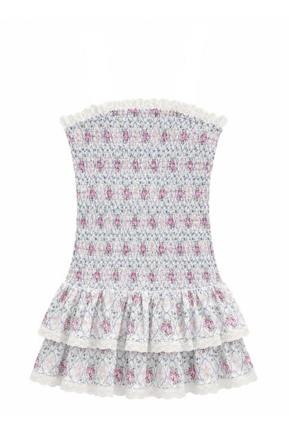 JUNIOR MELINA PRINTED DROP WAIST RUFFLE DRESS