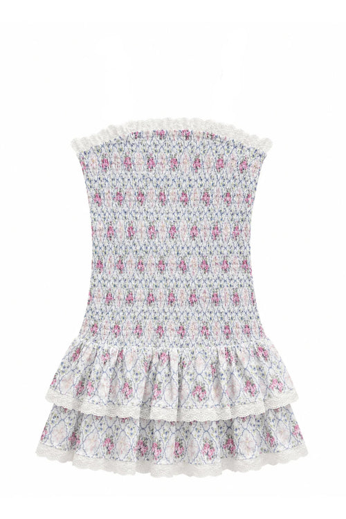 JUNIOR MELINA PRINTED DROP WAIST RUFFLE DRESS