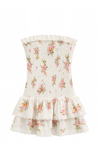 JUNIOR MELINA PRINTED DROP WAIST RUFFLE DRESS