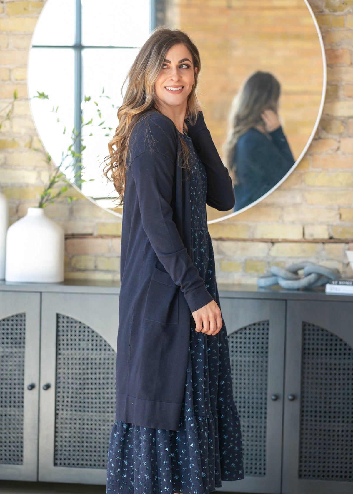 Essential Navy Long + Soft Cardigan