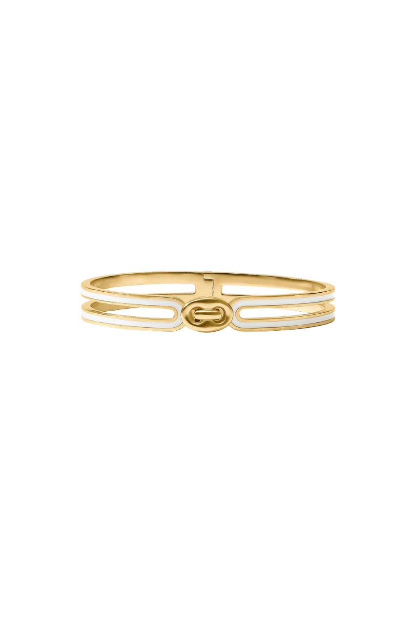 Laguna Enamel Hinge Bangle - Ivory Enamel
