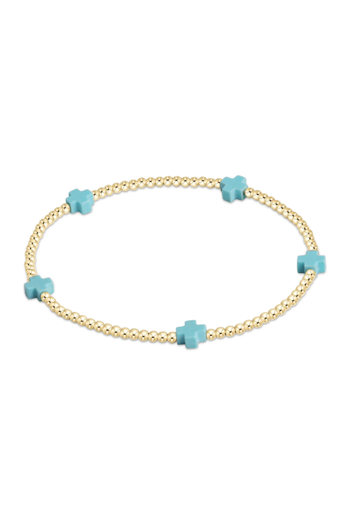 Egirl signature cross small 2mm gold bracelet - mint