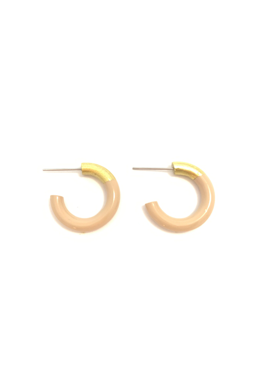 Liz SM Hoop Earrings- Tan