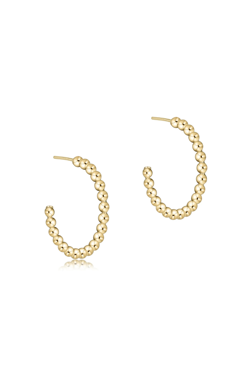 Beaded Classic 1.25” Post Hoop - 4mm Gold