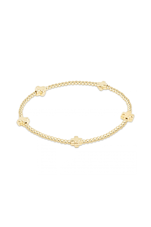 Signature Cross Small Gold Pattern 2mm Bead Bracelet - Gold