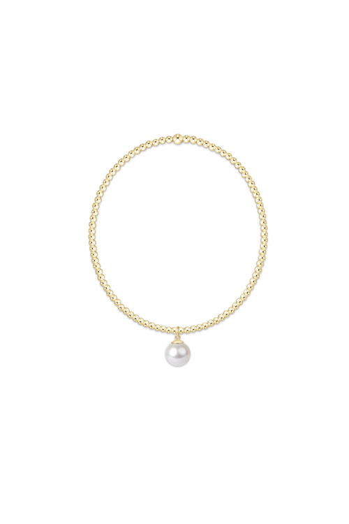 Classic Gold 2mm Bracelet - Classic Pearl 8mm Charm