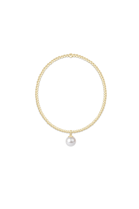 Classic Gold 2mm Bracelet - Classic Pearl 8mm Charm