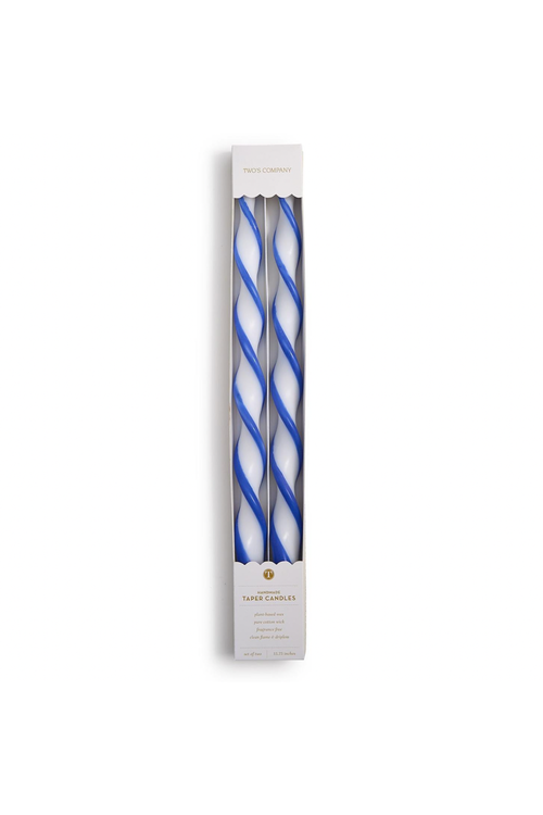 Twist and Glow Blue Ribbon 15 3/4" Twist Taper Candles