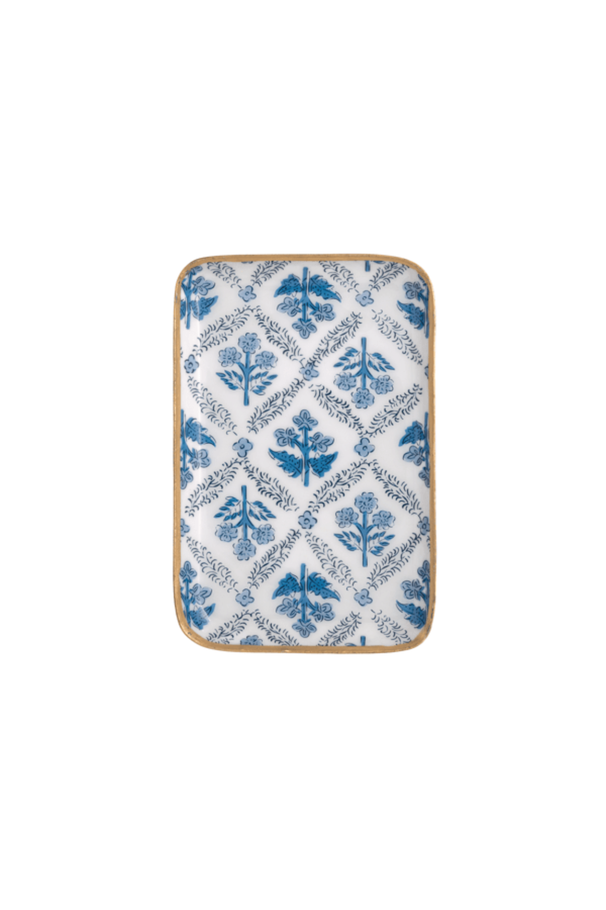 Vine Floral Blue Trinket Tray