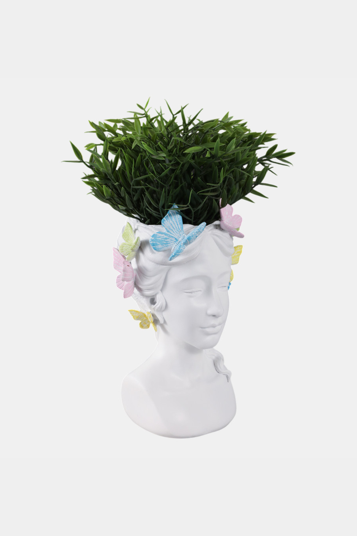 Planter - White Polyresin Lady with Butterflies