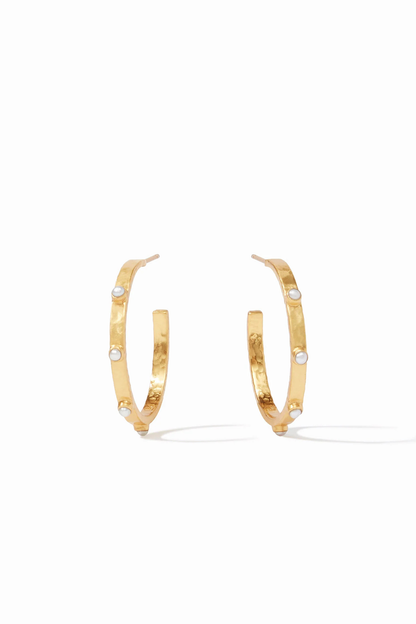 Crescent Stone Hoop - Pearl