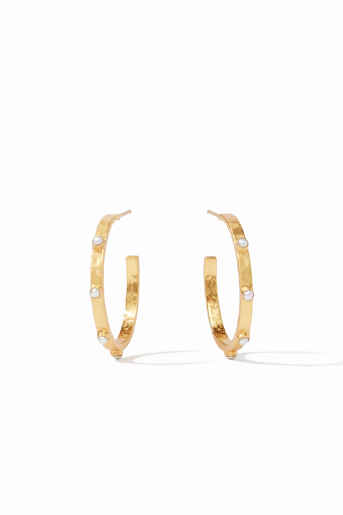 Crescent Stone Hoop - Pearl