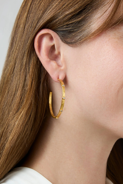 Crescent Stone Hoop - Pearl