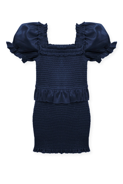 JUNIOR RAYNE TIERED PUFF SLEEVE SMOCKED DRESS - FINAL SALE