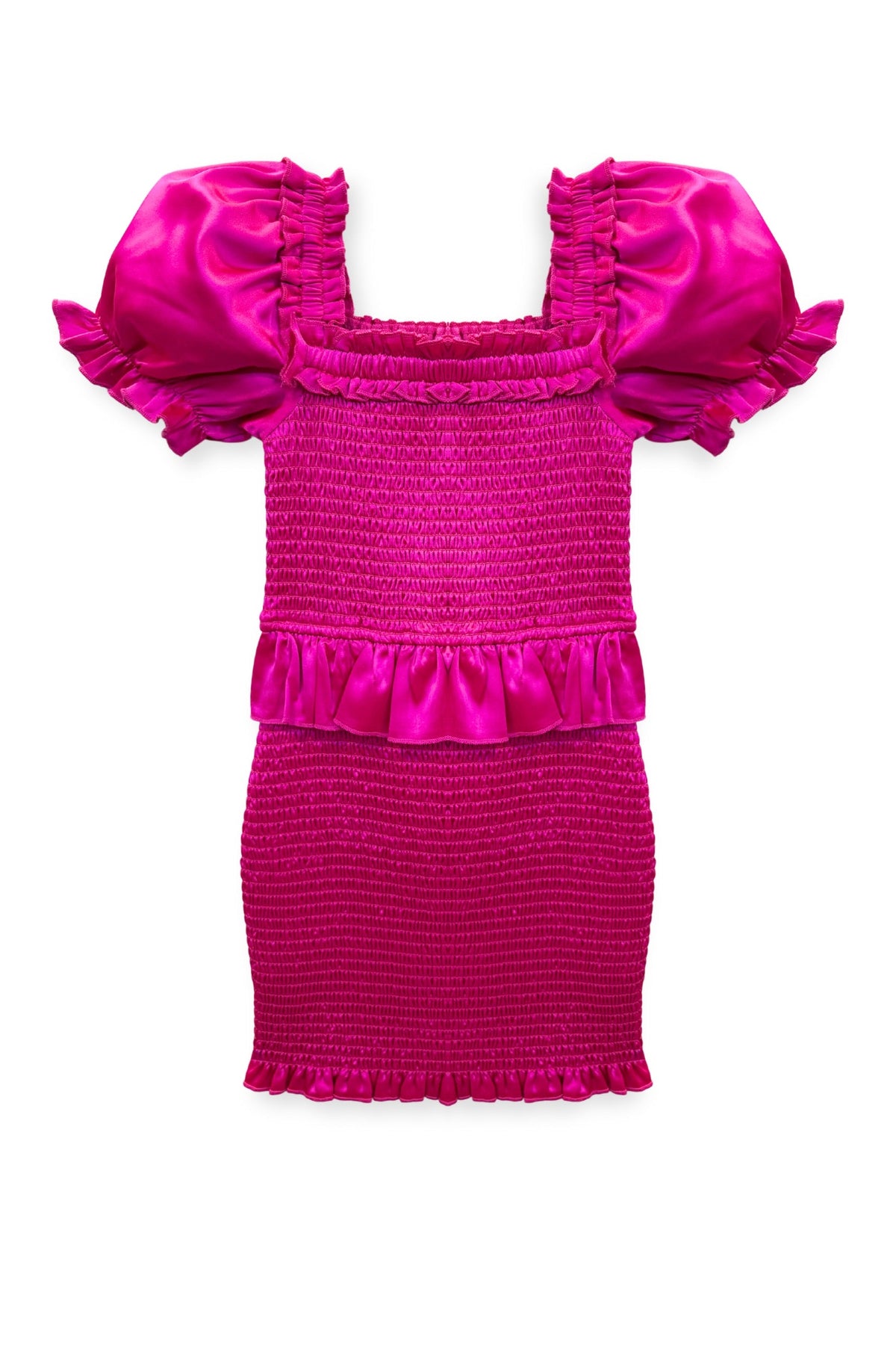 JUNIOR RAYNE TIERED PUFF SLEEVE SMOCKED DRESS - FINAL SALE