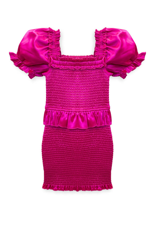 JUNIOR RAYNE TIERED PUFF SLEEVE SMOCKED DRESS - FINAL SALE