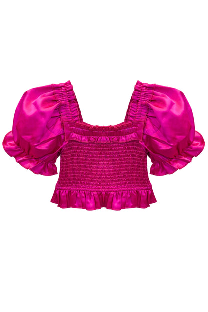 TWEEN RAYNE PUFF SLEEVE SMOCKED TOP - FINAL SALE