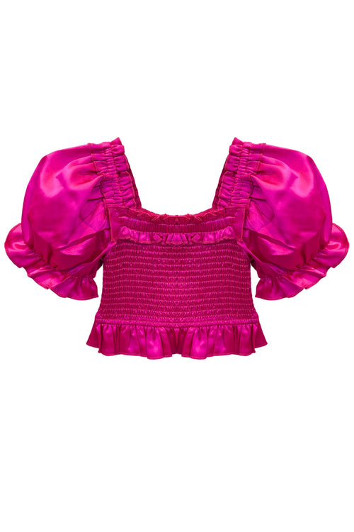 TWEEN RAYNE PUFF SLEEVE SMOCKED TOP - FINAL SALE