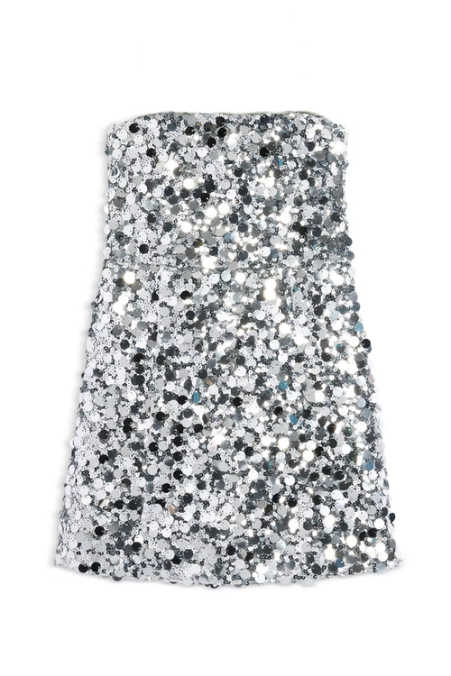 JUNIOR ROBIN CHUNKY SEQUIN STRAPLESS DRESS