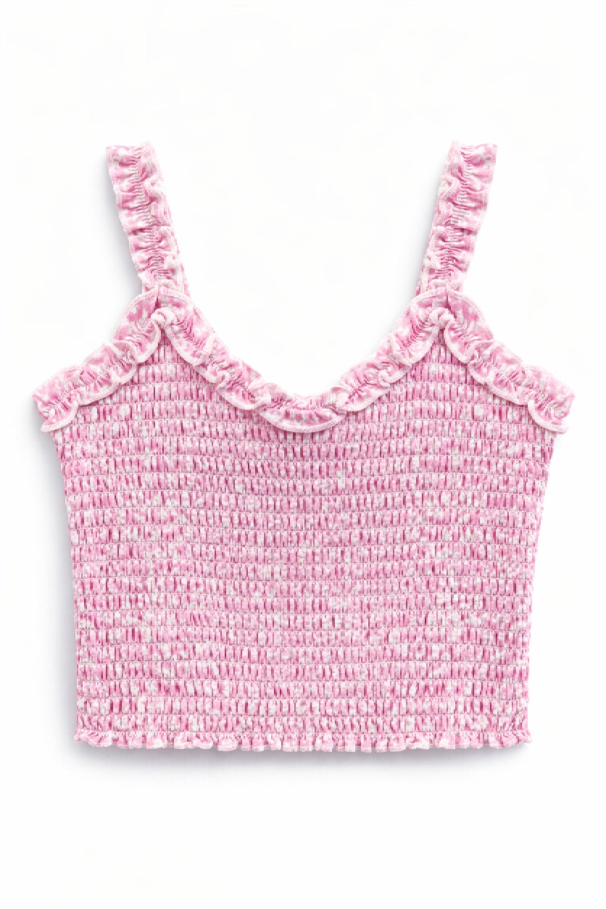 TWEEN SHARI SMOCKED CROPPED PRINTED TOP