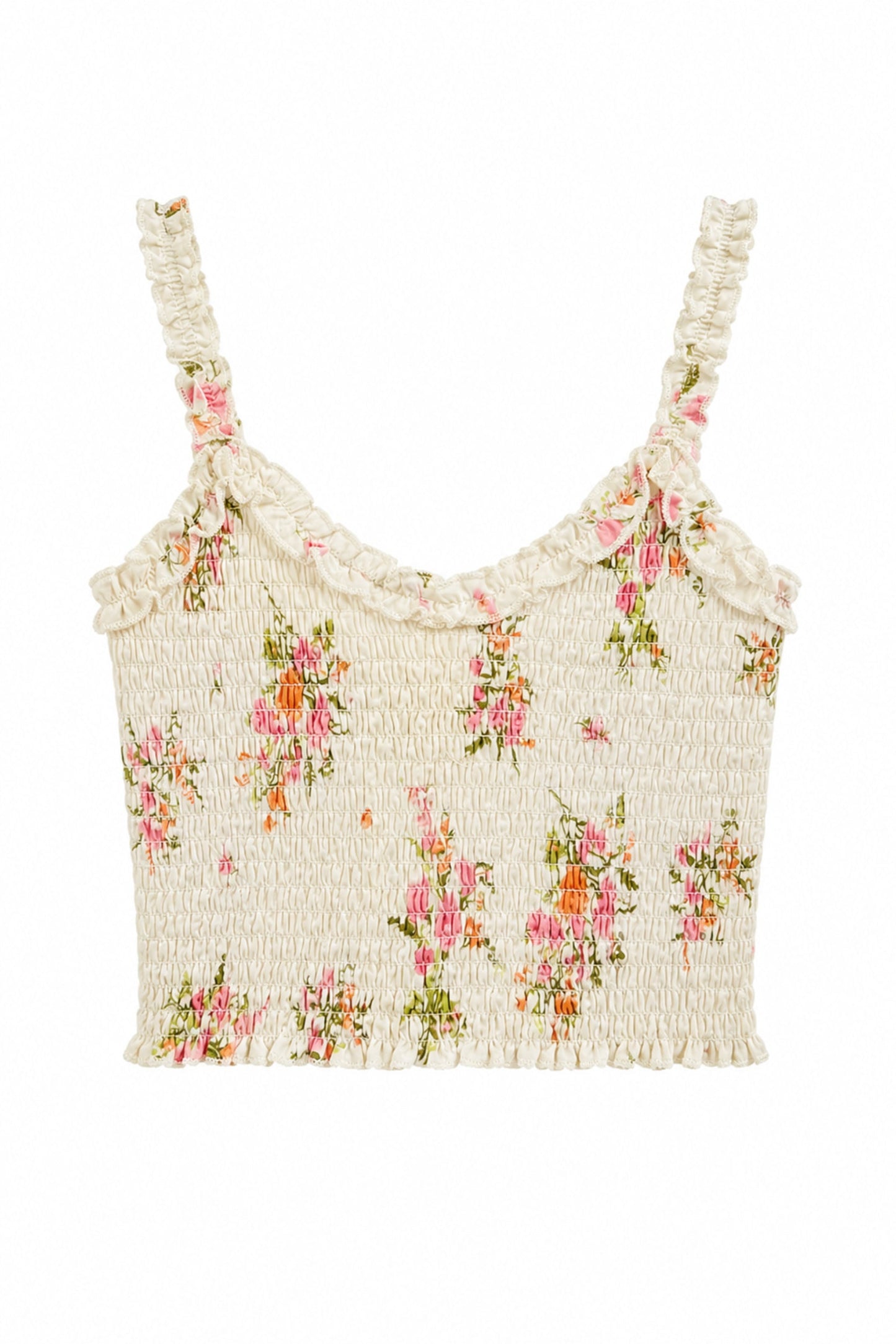 TWEEN SHARI SMOCKED CROPPED PRINTED TOP