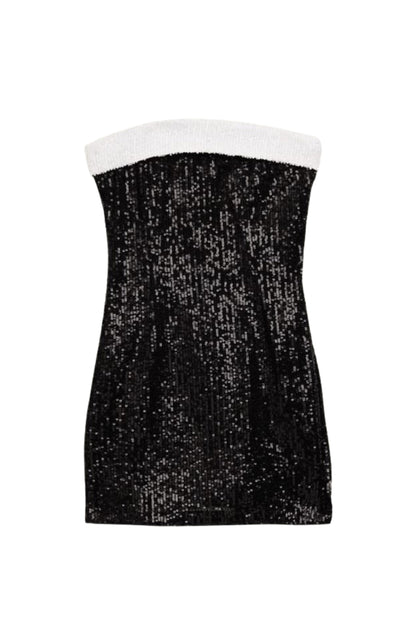 TWEEN STAR FULL SEQUIN DRESS W/ CONTRAST BAND