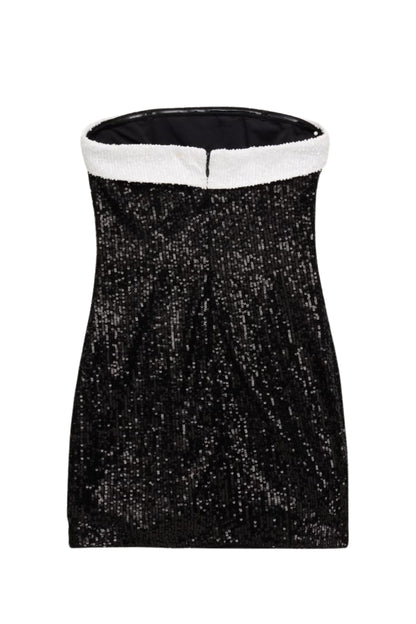 TWEEN STAR FULL SEQUIN DRESS W/ CONTRAST BAND