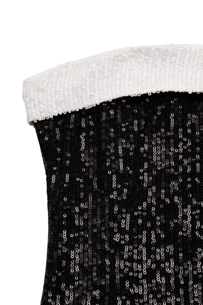TWEEN STAR FULL SEQUIN DRESS W/ CONTRAST BAND
