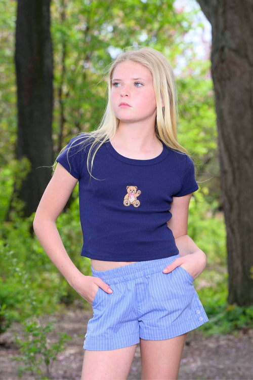 TWEEN TEDDY BEAR EMBROIDERED TEE