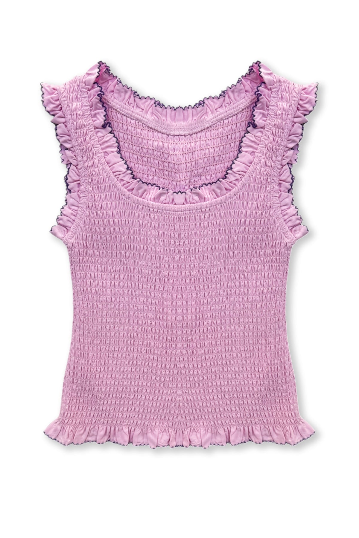 JUNIOR HELENA SOLID SMOCKED TANK TOP - FINAL SALE