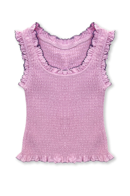JUNIOR HELENA SOLID SMOCKED TANK TOP - FINAL SALE
