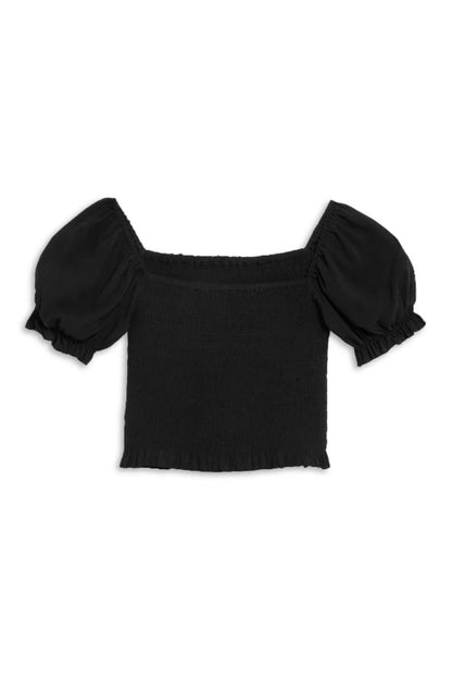 TWEEN MARLEE SOLID PUFF SLEEVE TOP