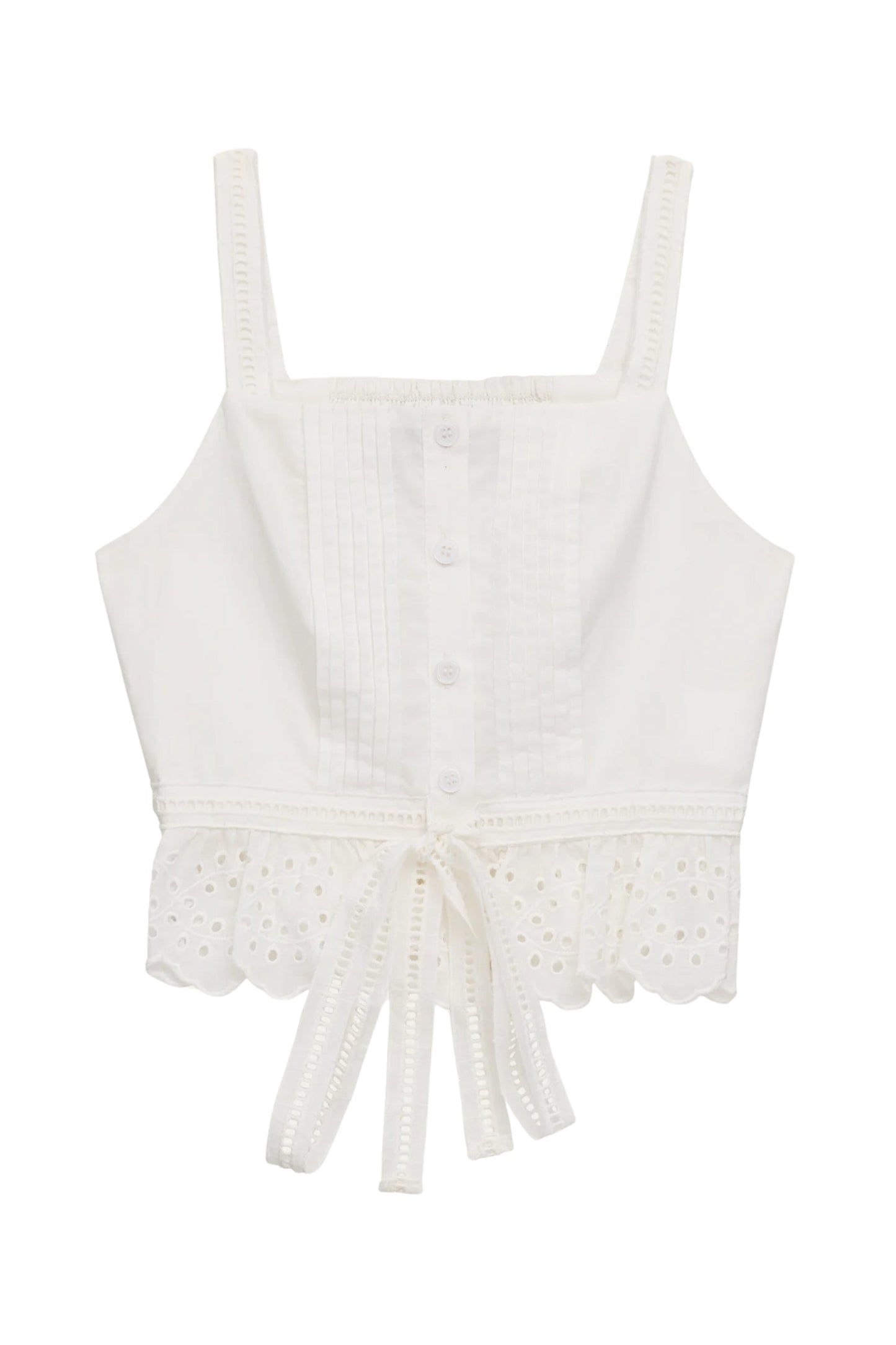 TWEEN WAVERLY LINEN EYELET DETAIL CAMI TOP