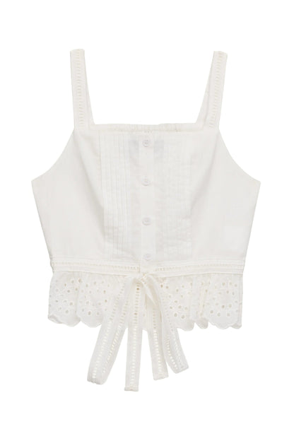 TWEEN WAVERLY LINEN EYELET DETAIL CAMI TOP