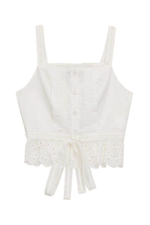 TWEEN WAVERLY LINEN EYELET DETAIL CAMI TOP