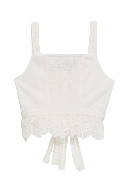 TWEEN WAVERLY LINEN EYELET DETAIL CAMI TOP
